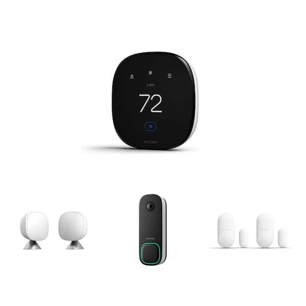 Smart Thermostat, Video Doorbell, Smart Sensors 2 Pack and Door/Window Sensors 2 Pack Combo