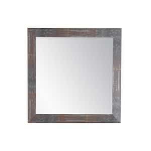 Medium Square Dark Gray/Red/Brown/Silver Casual Mirror (32 in. H x 32 in. W)
