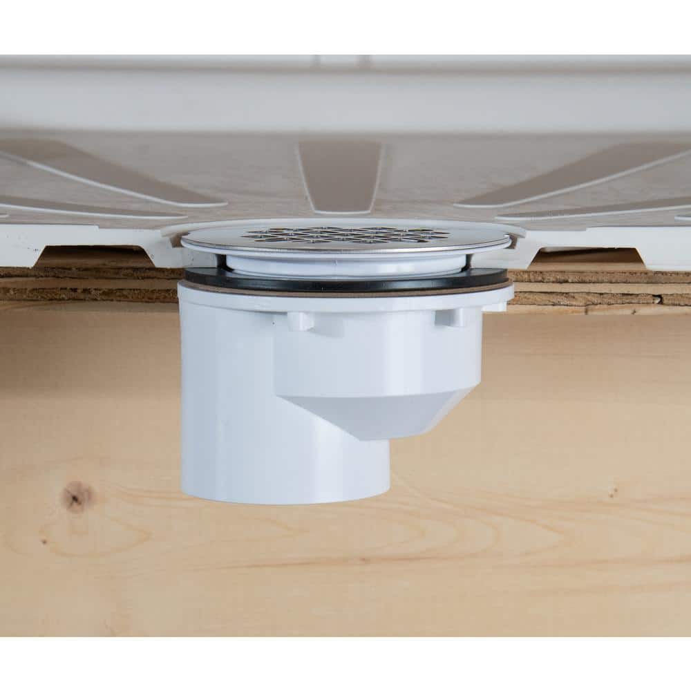 2-Inch PVC Offset Shower Drain with Stainless Steel Strainer