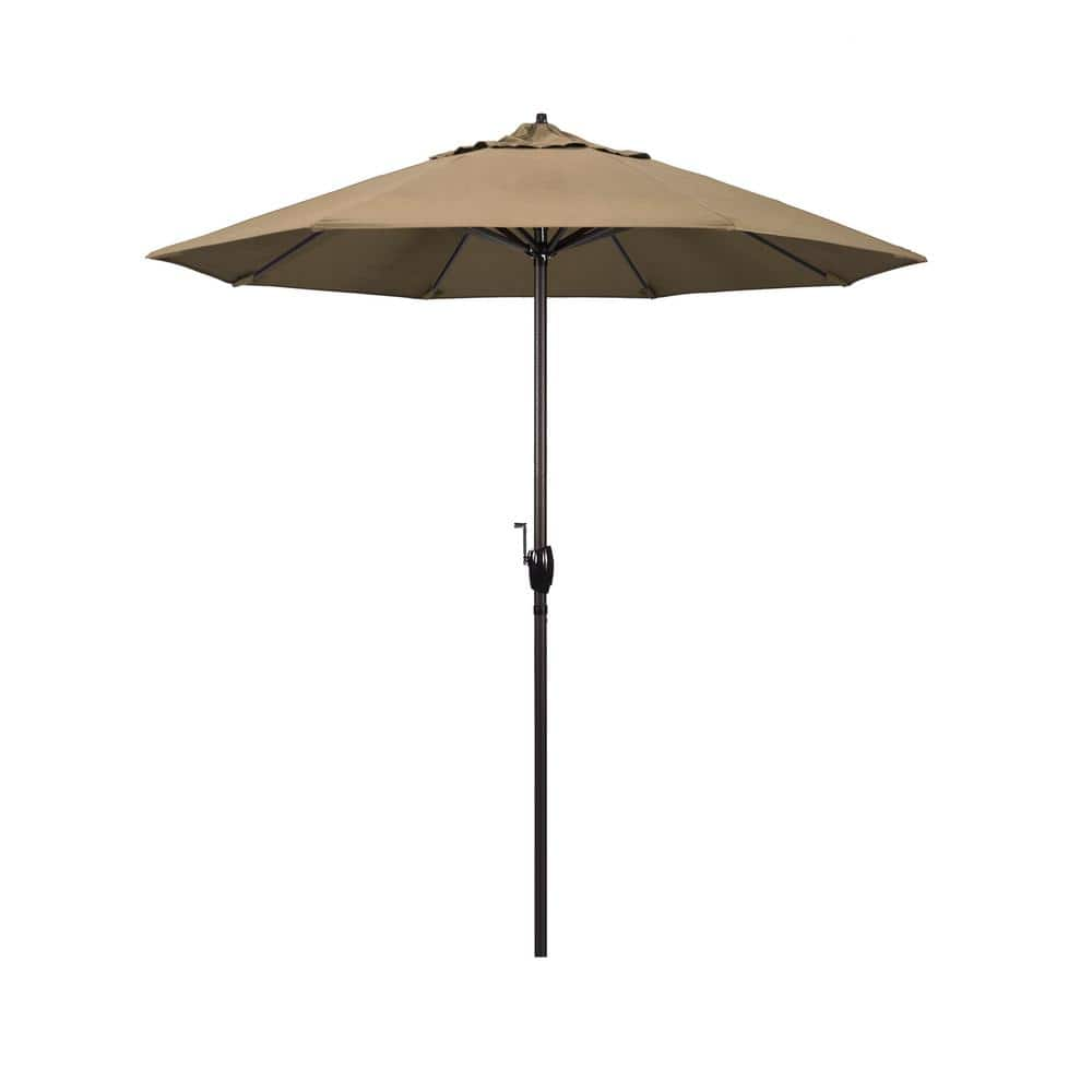 California Umbrella 7.5 ft. Bronze Aluminum Market Auto-Tilt Crank Lift ...