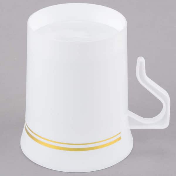 Adrinfly 8 oz. 50-Pieces White with Gold Rim Non-toxic Party Plastic Coffee Mug 100% food grade Suitable for Hot or Cold Liquids.