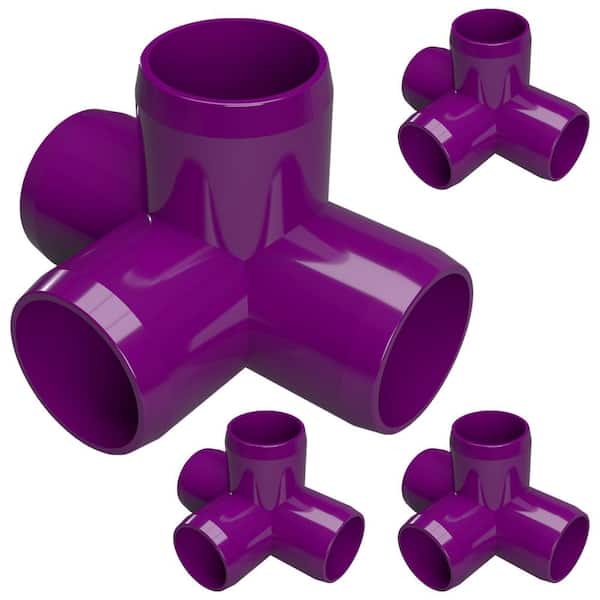 Formufit 1 in. Furniture Grade PVC 4-Way Tee in Purple (4-Pack)