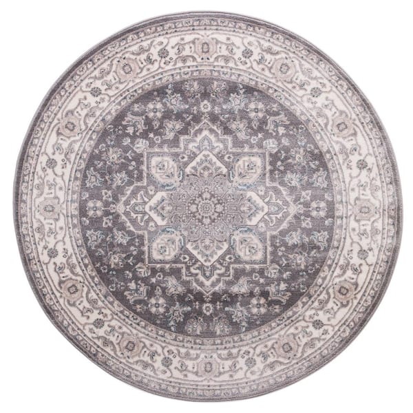 Concord Global Trading Lara Heriz Gray 5 ft. x 5 ft. Round Area Rug