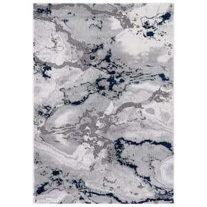 Craft Gray/Blue 8 ft. x 10 ft. Marbled Abstract Area Rug