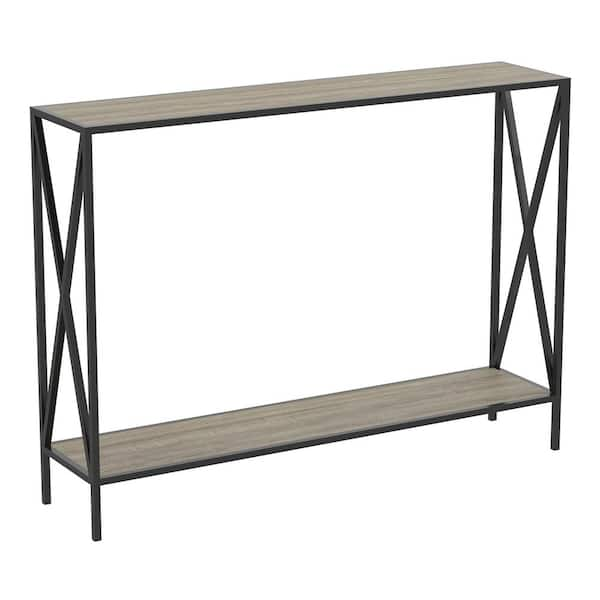 39.5 in. Dark Taupe Rectangle Wood Console Table with Shelves 81071.Z ...