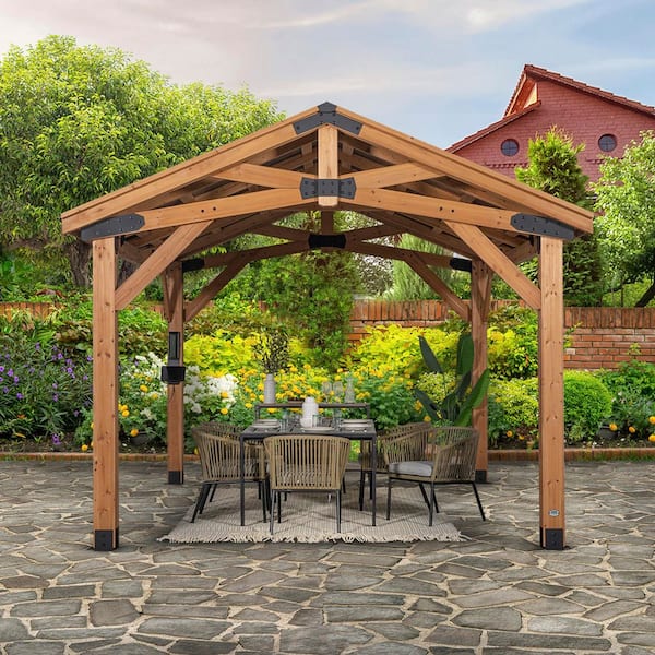 yardsale ブラウン　M Yardistry 12 ft. x 14 ft. Meridian Gazebo | The Home Depot