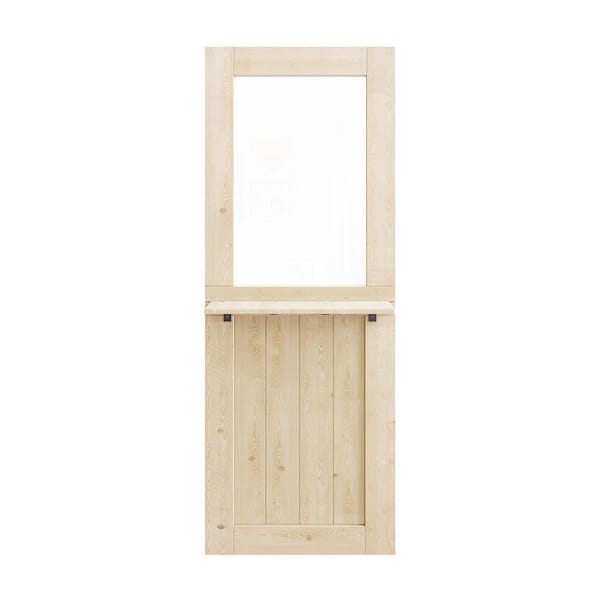 30 in. x 80 in. Universal 1-Lite Clear Glass Unfinished Exterior Door w/Shelf and Lock Solid Wood Front Door Slab-Dutch