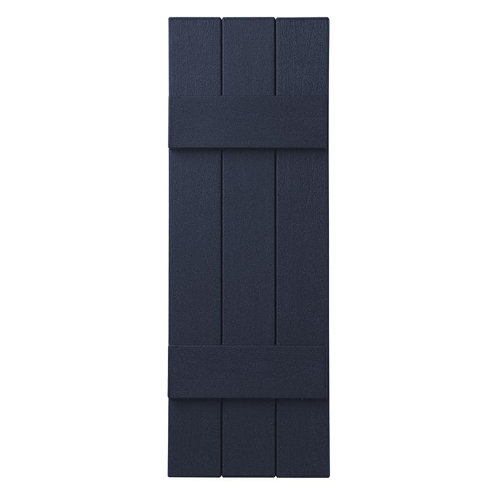 11 in. x 35 in. Polypropylene Plastic 3-Board Closed Board and Batten Shutters Pair in Dark Navy