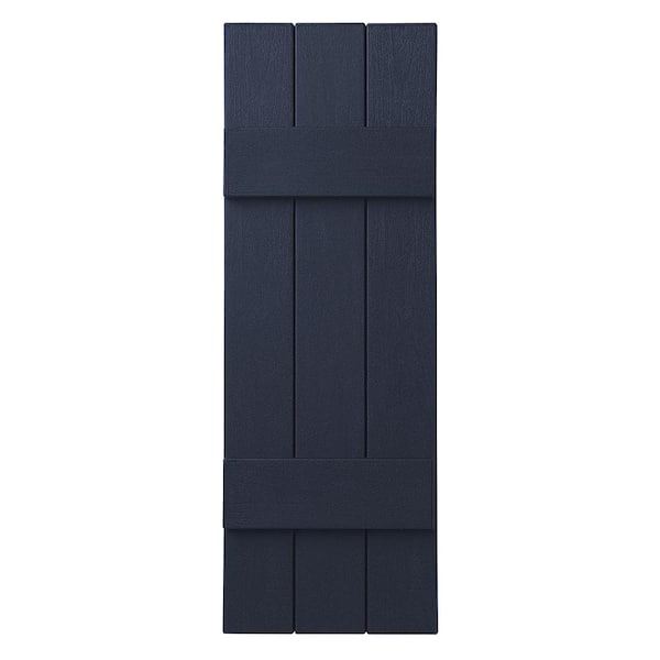 Ply Gem 11 in. x 43 in. Polypropylene Plastic 3-Board Closed Board and Batten Shutters Pair in Dark Navy