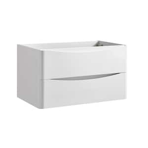 Tuscany 32 in. Modern Wall Hung Bath Vanity Cabinet Only in Glossy White