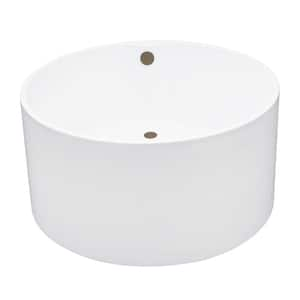 Aqua Eden 45 in. x 44.5 in. Acrylic Flatbottom Soaking Freestanding Bathtub in Glossy White/Antique Brass with Drain