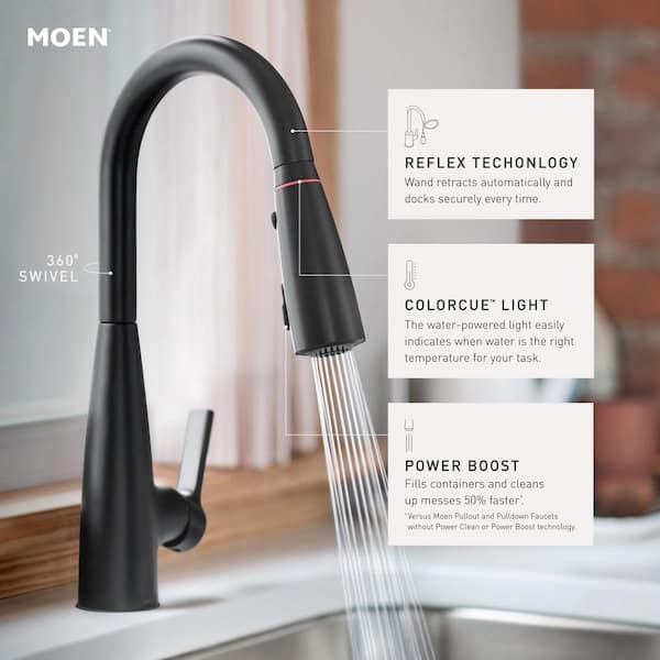 Haelyn Spot Resist Stainless 16 in. H Pull Down Sprayer Kitchen Faucet ColorCue with 360 Degree Spout Swivel Power Boost
