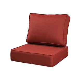 Outdoor Deep Seat Square Cushion/Pillow Set 24x24" 18x24", for Lounge Chair Loveseat Bench (Brick Red)