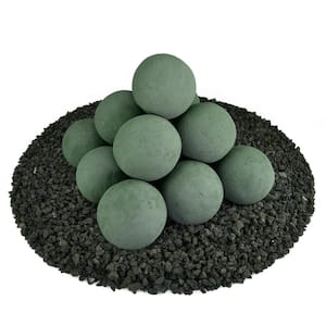 4 in. Set of 14 Ceramic Fire Balls in Slate Green