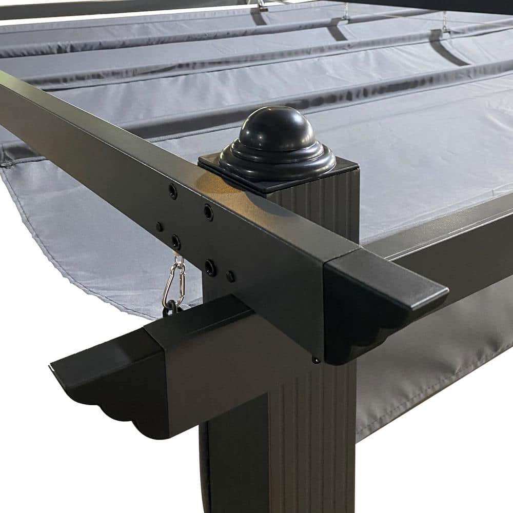 Gray 10' x 10' Outdoor Retractable Pergola Sun Shade Canopy