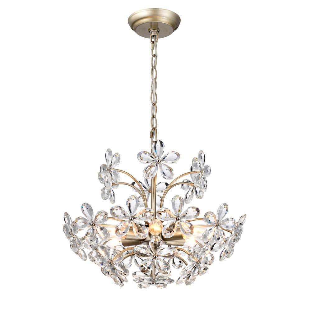 Jojospring Teresa 6-Light Brushed Silver-Ish Champagne Flower Crystal  Empire Chandelier with No Bulbs Included FD-4981-KGS - The Home Depot