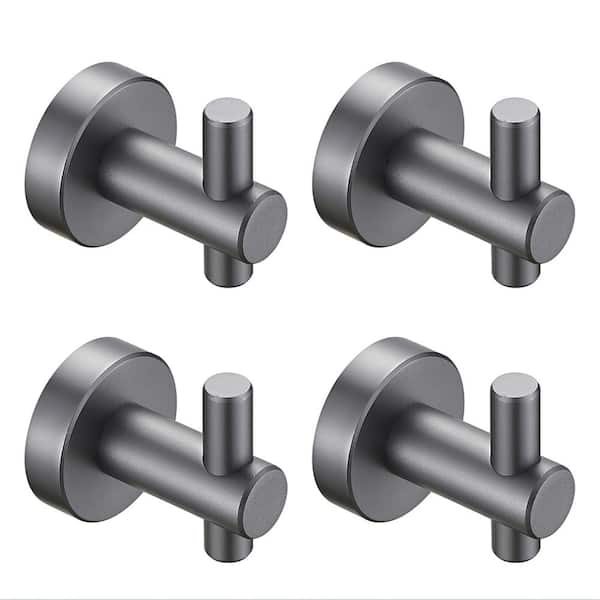 FUNKOL 4-Packs Set of Thickened Space Aluminium Wall Mounted Knob Robe/Towel Hooks in Gray