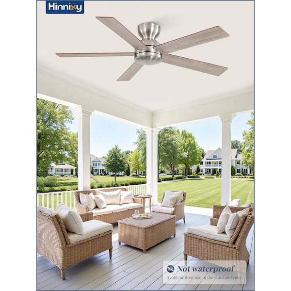 48 in. Indoor Nickel 6-Speed 2-Color Finish Flush Mount Low Profile Ceiling Fan without Light with Remote Control