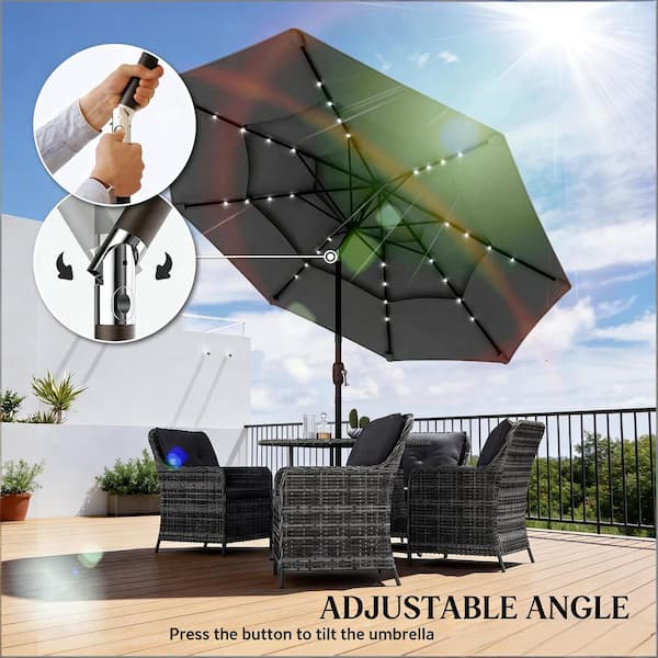 ace hardware patio umbrellas canvas Living Accents 9 ft. Tiltable Yellow Market Umbrella