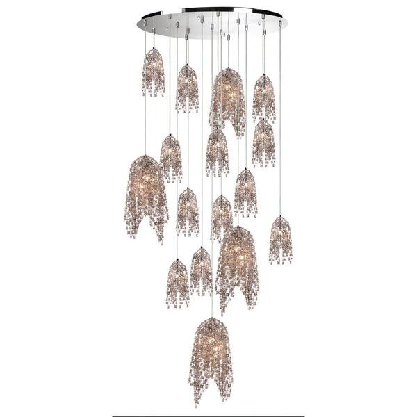 Eurofase Danza Collection 20-Light Chrome Chandelier with Crystal Shade
