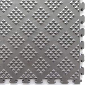 Multi-Purpose 18.3 in. x 18.3 in. Metallic Graphite PVC Garage Flooring Tile with Raised Diamond Pattern (6-Pieces)