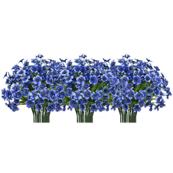 Unbranded 14 in. Blue Indoor/Outdoor UV Resistant Artificial Orchid Flower, 21 Bundles