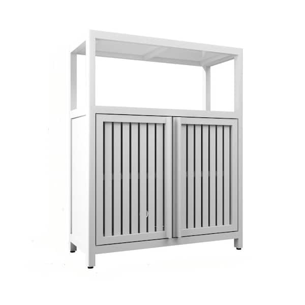 11 in. W x 25 in. D x 33 in. H White Bamboo Linen Cabinet with Shelves for Bathroom Living Room Bathroom
