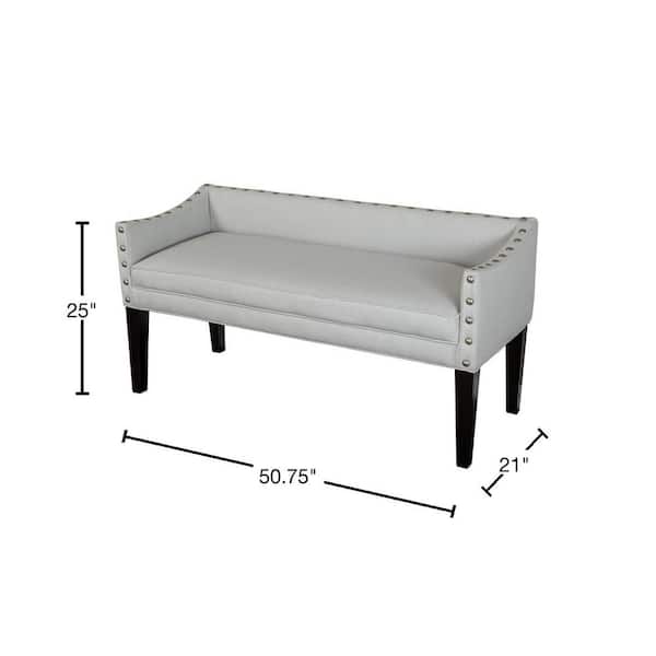 Leffler Home Whitney Upholstered Bench in Sachet Silver 25 H x 51 W  x 21 D 13000-02-110-01