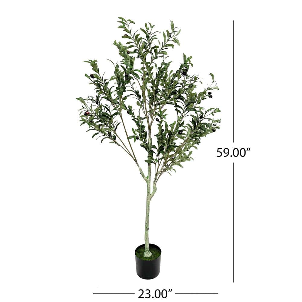 5' Black Plastic Potted Artificial Olive Tree