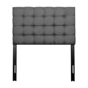 Valencia Adjustable Grey Twin Upholstered Headboard with Square Tufting