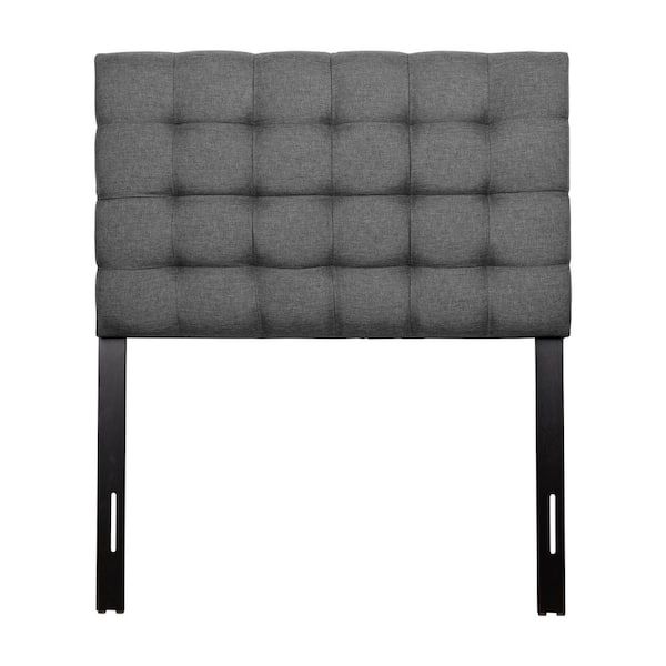 CorLiving Valencia Adjustable Grey Twin Upholstered Headboard with Square Tufting