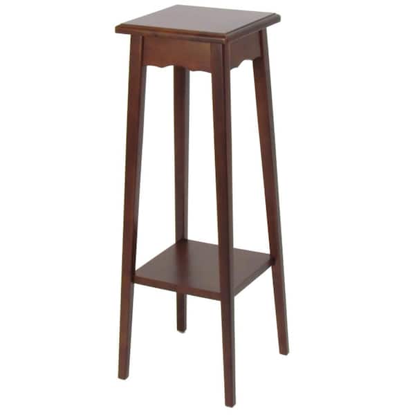 Benjara 39 in. Brown Square Wood Plant Stand with 1-Tier