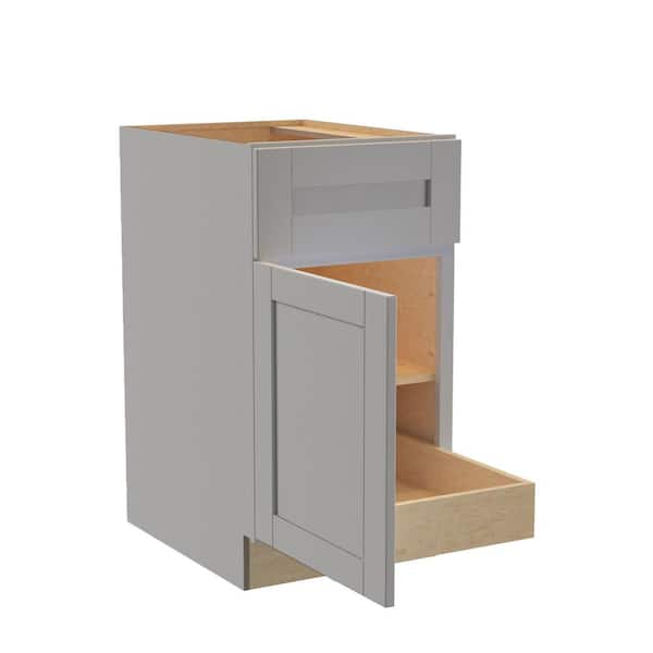 Home Decorators Collection Washington Veiled Gray Plywood Shaker Assembled Base Kitchen Cabinet FH 1 ROT Sft Cls Left 18 in W x 24 in D x 34.5 in H
