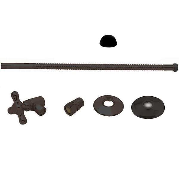 Westbrass Toilet Kit with Cross Handle Angle Stop Valve, 12 in