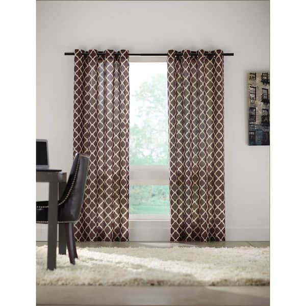 Home Decorators Collection Semi-Opaque Brown Grommet Curtain - 52 in. W x 84 in. L