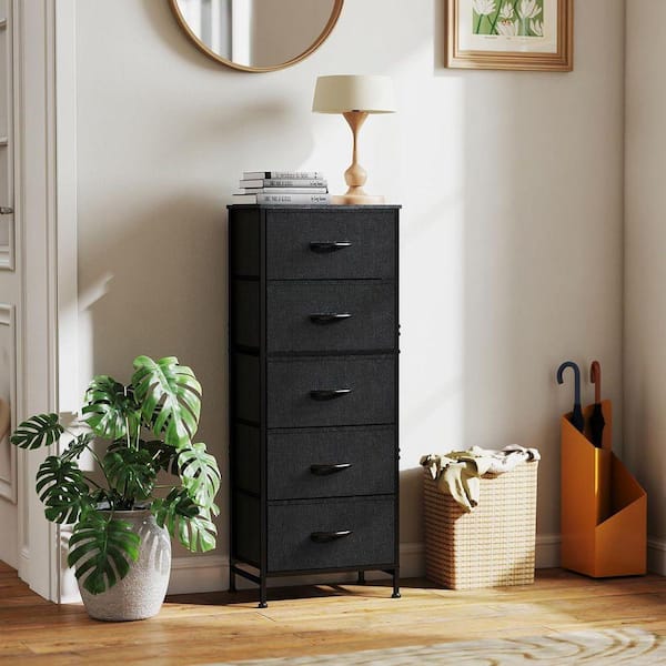 WONDER COMFORT Classical Black 5 Drawer 11.8 in. Wide Chest of