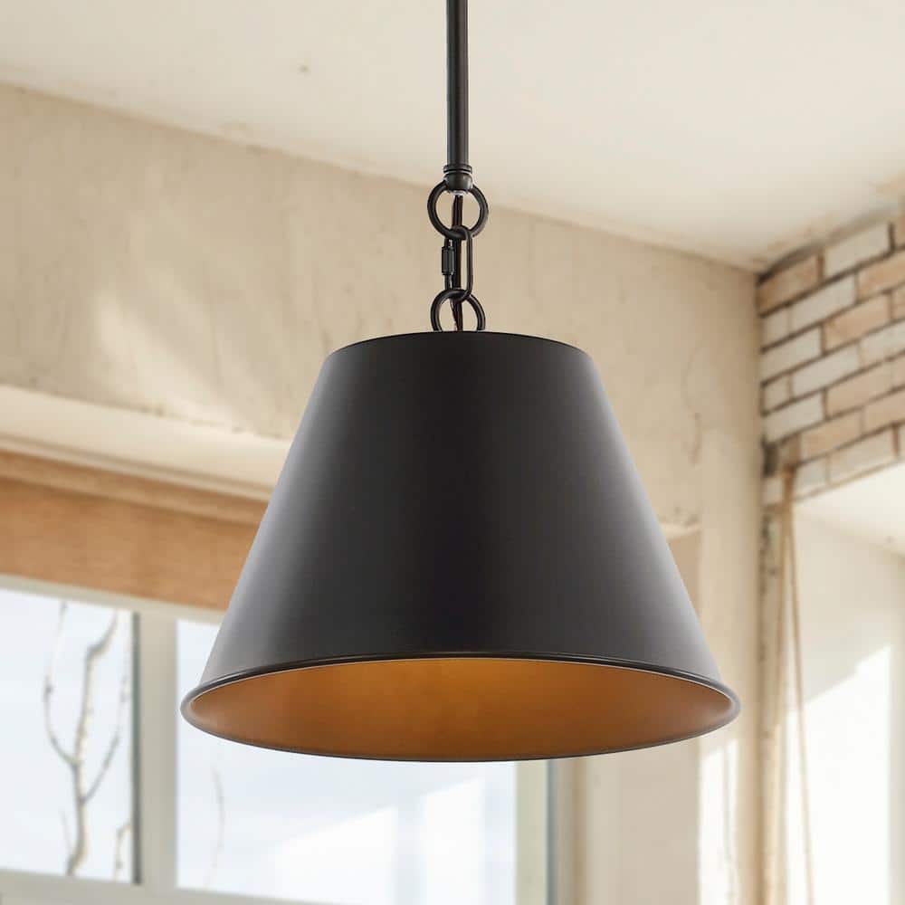 Harper 12" Black Industrial Farmhouse Iron LED Pendant