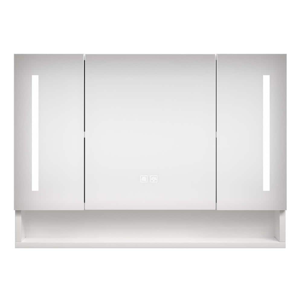 28 in. W x 39 in. H Rectangular Aluminum Medicine Cabinet with Mirror ...