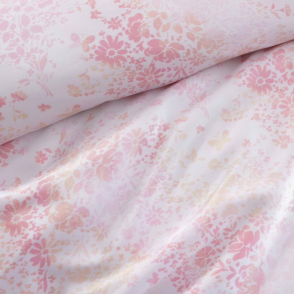 Butterfly Garden Pink Satin Duvet Cover Set with Shams