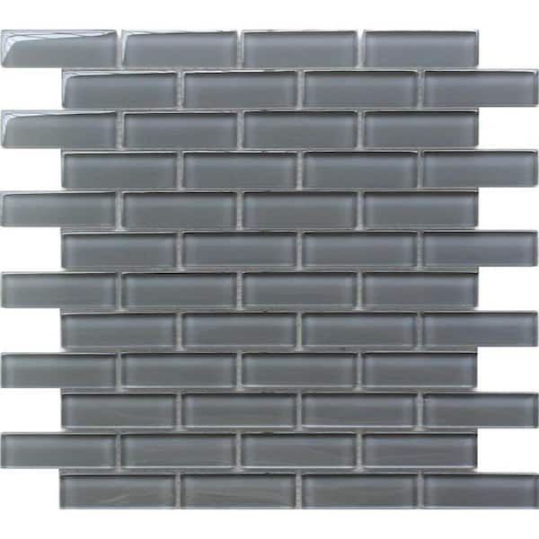 Apollo Tile Dark Gray 4 in. x 5 in. Polished Glass Mosaic Tile Sample (0.13 sq. ft./Piece)