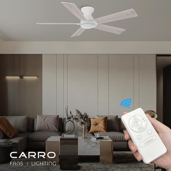 Vetric 52 in. Indoor White 10-Speed DC Motor Flush Mount Standard Ceiling Fan with Remote Control without Light