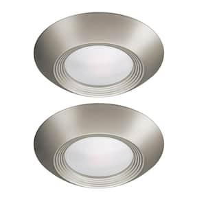 Disk Light Kit 5 in./6 in. 3000K Integrated LED Recessed Light Trim with Brushed Nickel Trim Cover (2-Pack)