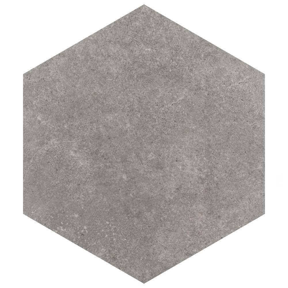 Merola Tile Traffic Hex Grey 8-5/8 in. x 9-7/8 in. Porcelain