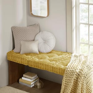 Charvi Yellow 20 in. W x 20 in. L Polyester Chenille Square Floor Throw Pillow
