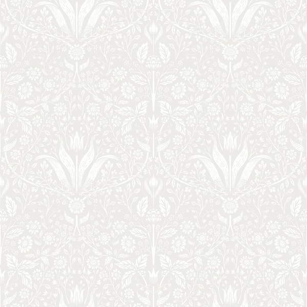 A-Street Prints Mara Light Grey Tulip Ogee Non-Pasted Non-Woven Paper Wallpaper