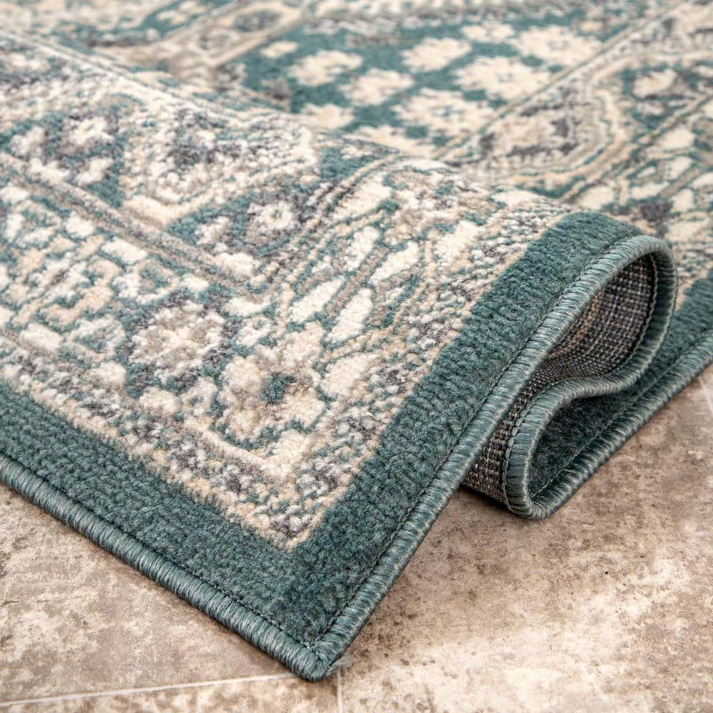 Manor Blue and Beige Synthetic 10' x 14' Rectangular Area Rug