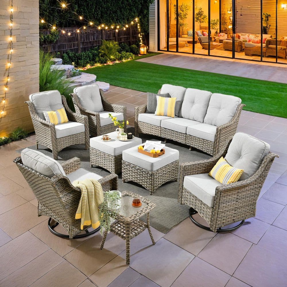 XIZZI Blanche 8-Piece Wicker Patio Conversation Seating Sofa Set
