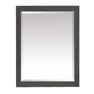 Windlowe 24 in. W x 32 in. H Framed Rectangular Beveled Edge Bathroom Vanity Mirror in Gray
