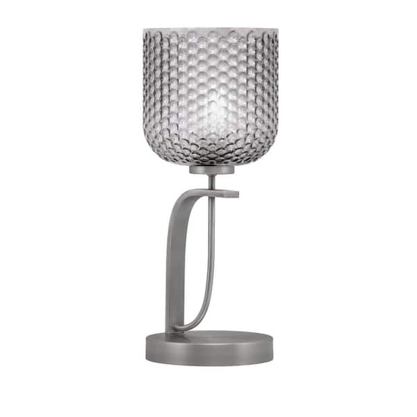 Unbranded Olympia 18 in. Graphite Piano Desk Lamp with Smoke Textured Glass Shade