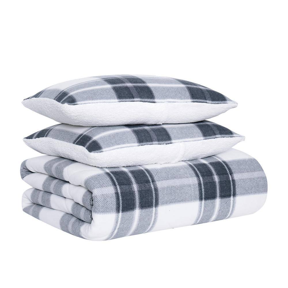 King Blue and Cream Microfiber Down Alternative Comforter Set